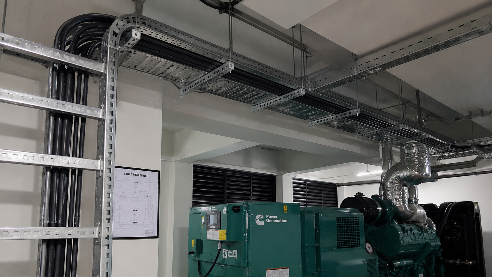 You are currently viewing Rangkaian Jalur Kabel Tray Ruang Genset yang Tepat Bisa Mencegah Gangguan Listrik