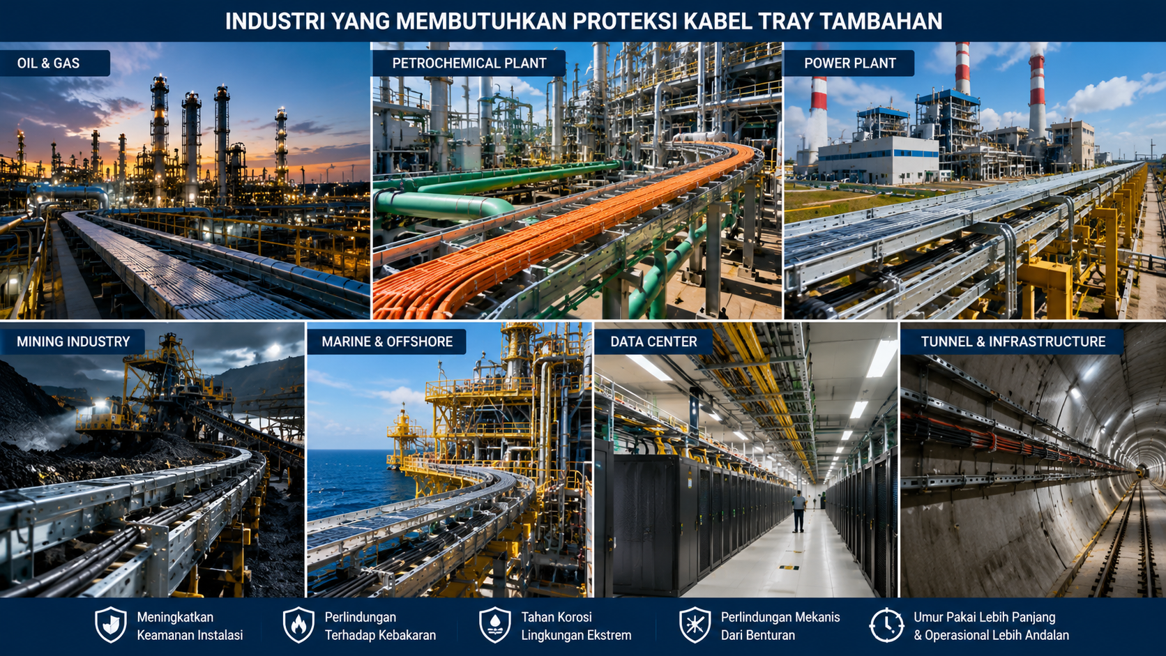 Industri yang Membutuhkan Proteksi Kabel Tray Tambahan