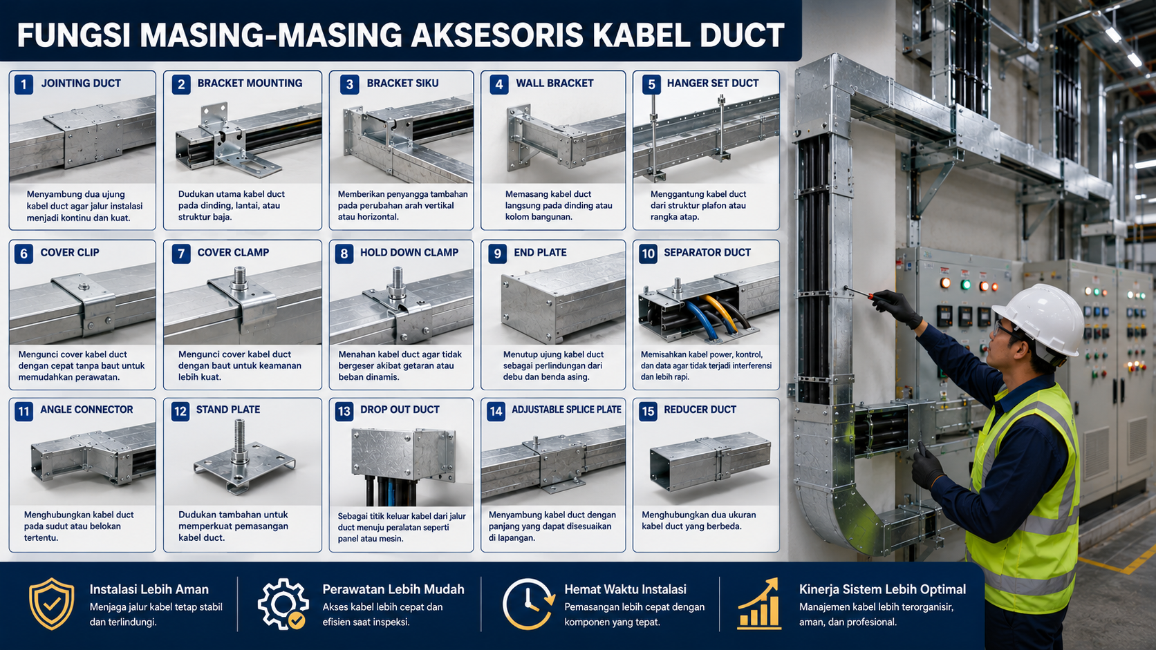 Fungsi Masing-Masing Aksesoris Kabel Duct