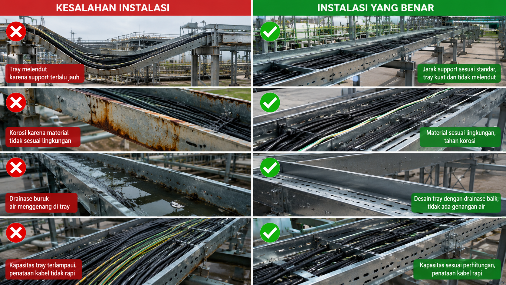Kesalahan Umum pada Instalasi Jalur Kabel Tray Outdoor