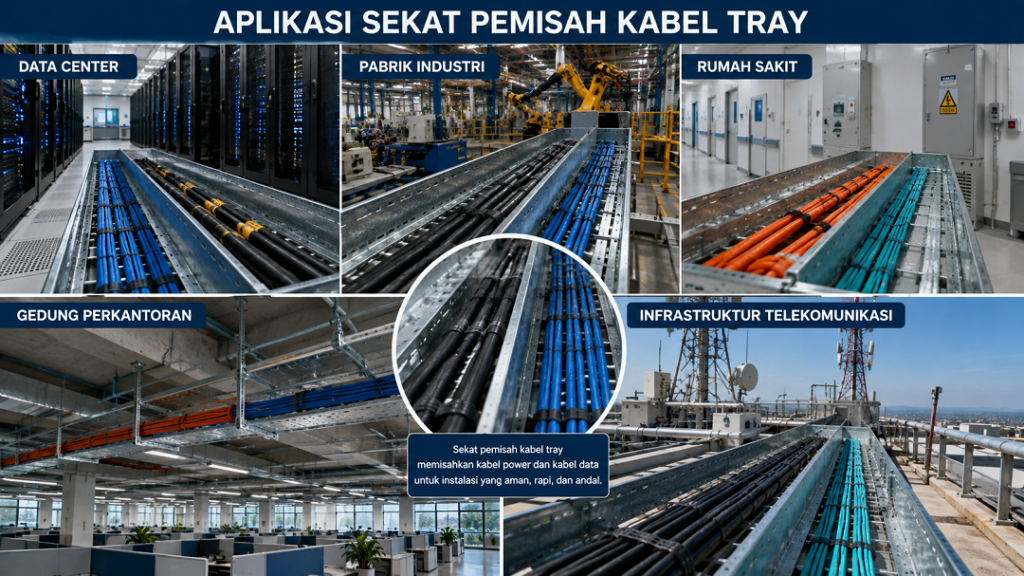 Aplikasi Sekat Pemisah Kabel Tray